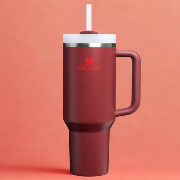 Gourde Stanley Adventure rouge sur fond rouge